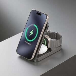 1st-class 25W Qi2.2 portable 3-in-1 Wireless Charger with Cooling Fan