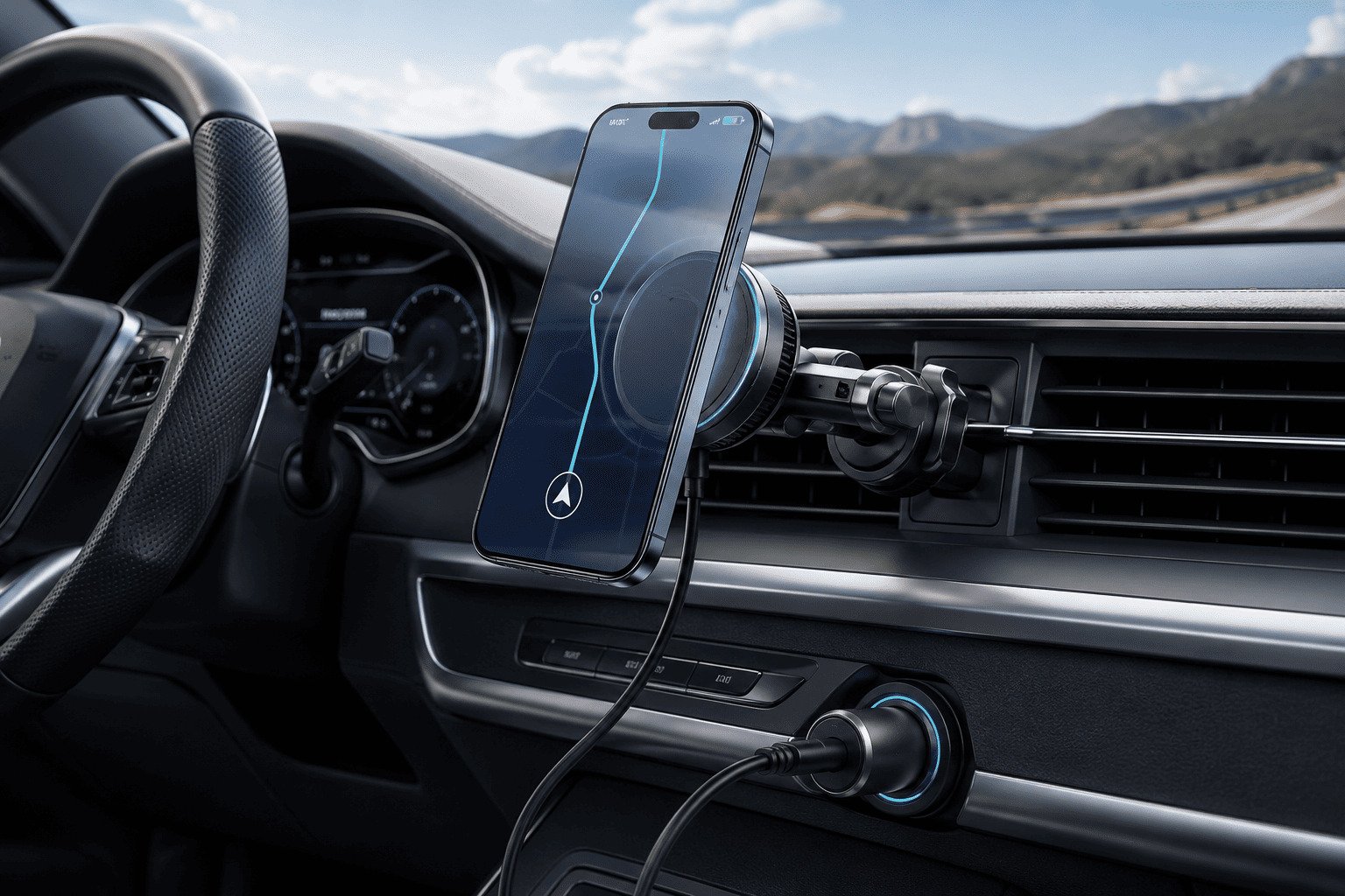 Qi2 25W wireless car mount charging system
