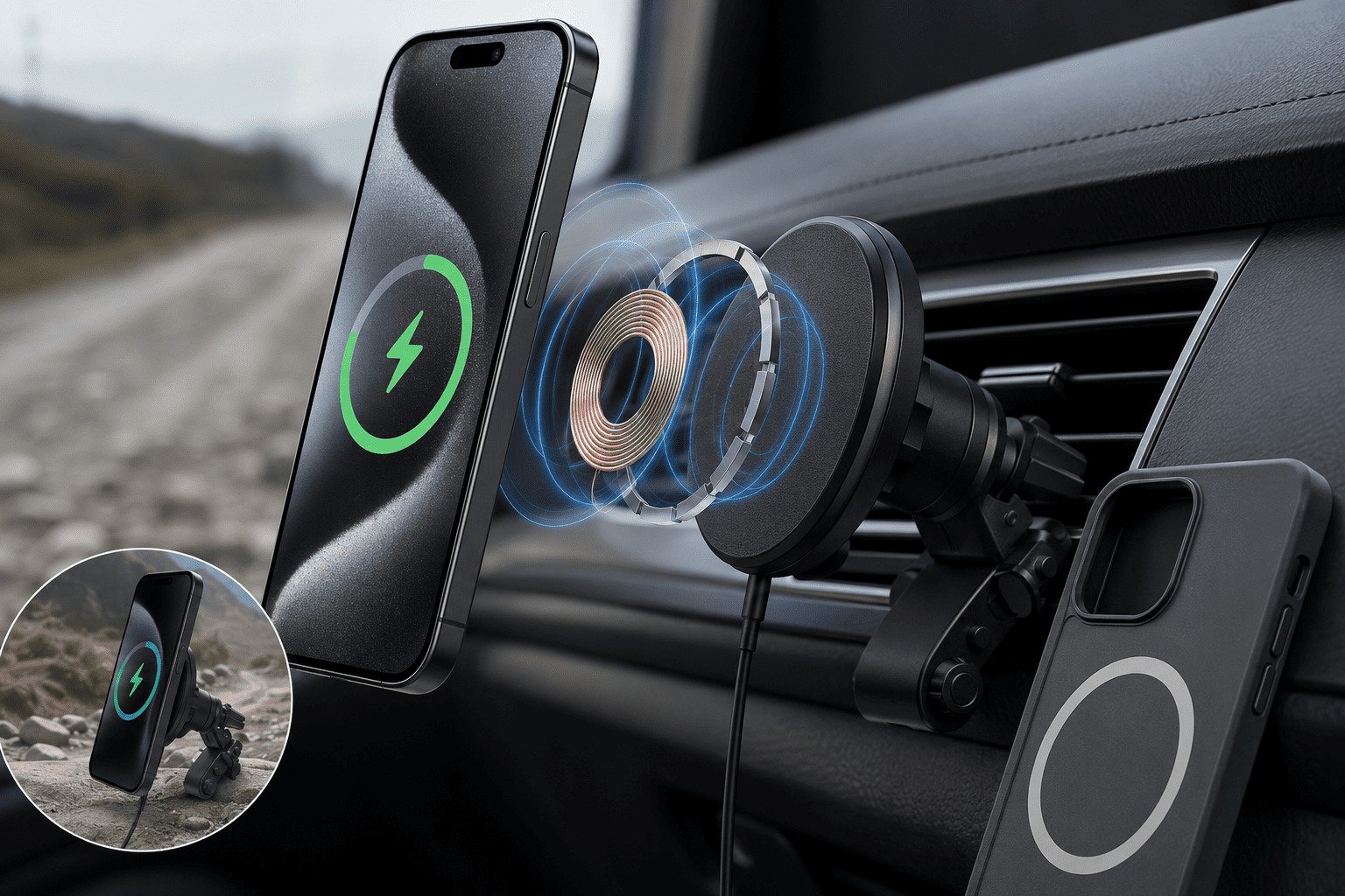 MagSafe compatible car charger mount MagSafe compatible car charger mount