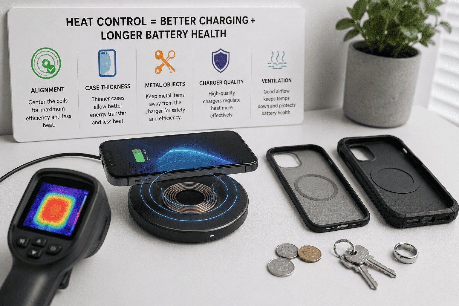 wireless charger heat control