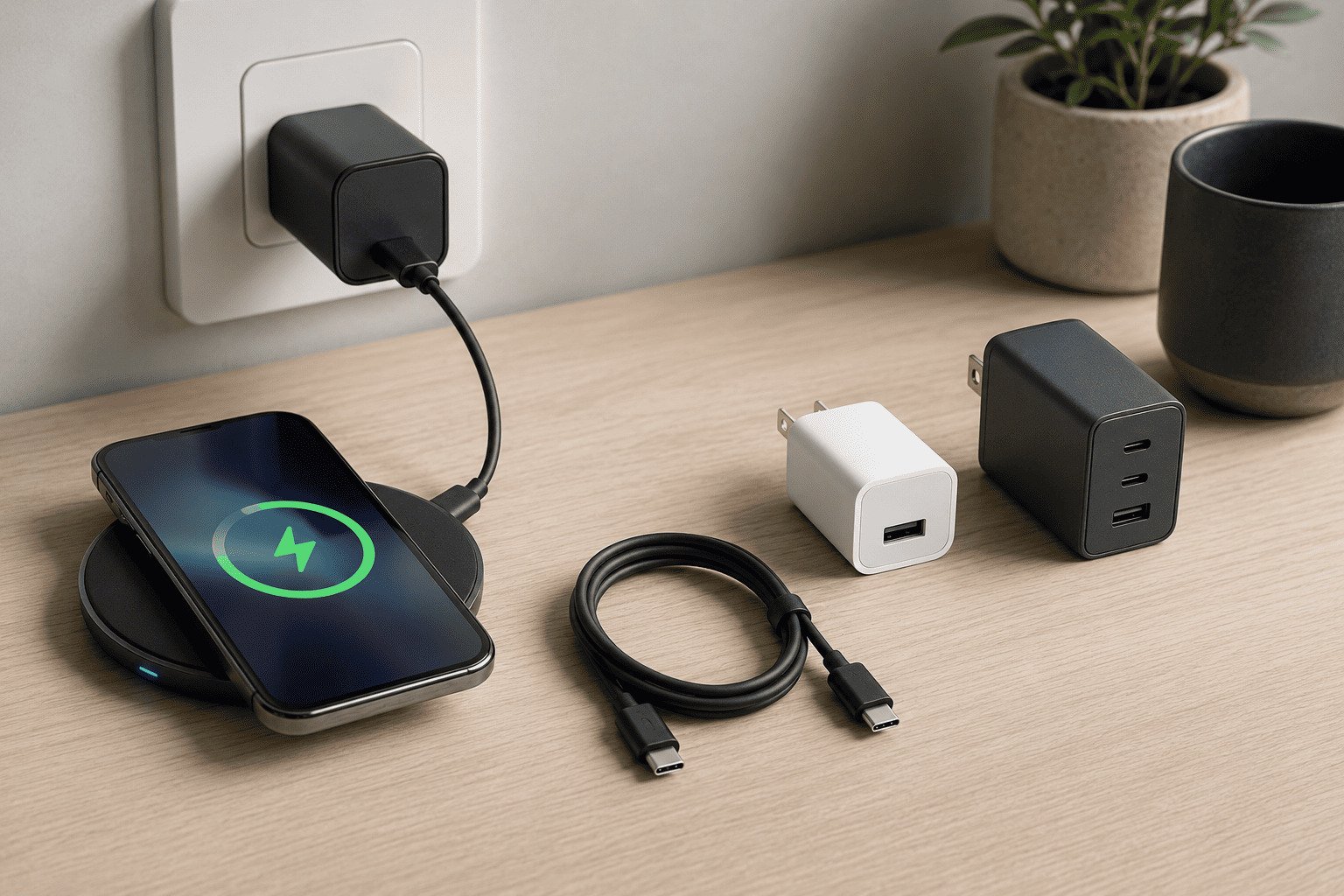 USB-C power adapter for wireless charger