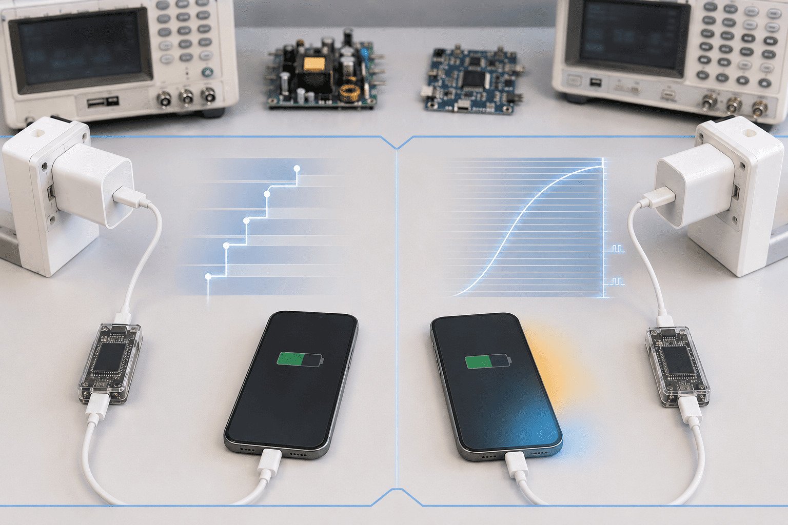 QC PD and PPS charging fixed profiles and programmable power supply