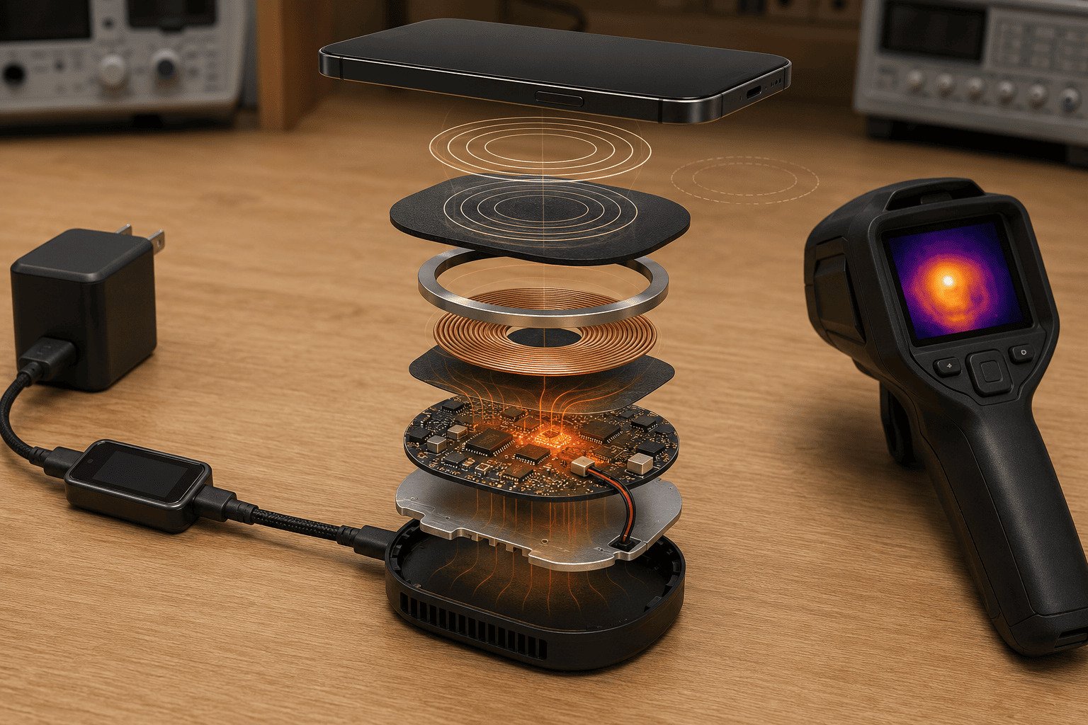High-Wattage Wireless Chargers coil alignment and heat control