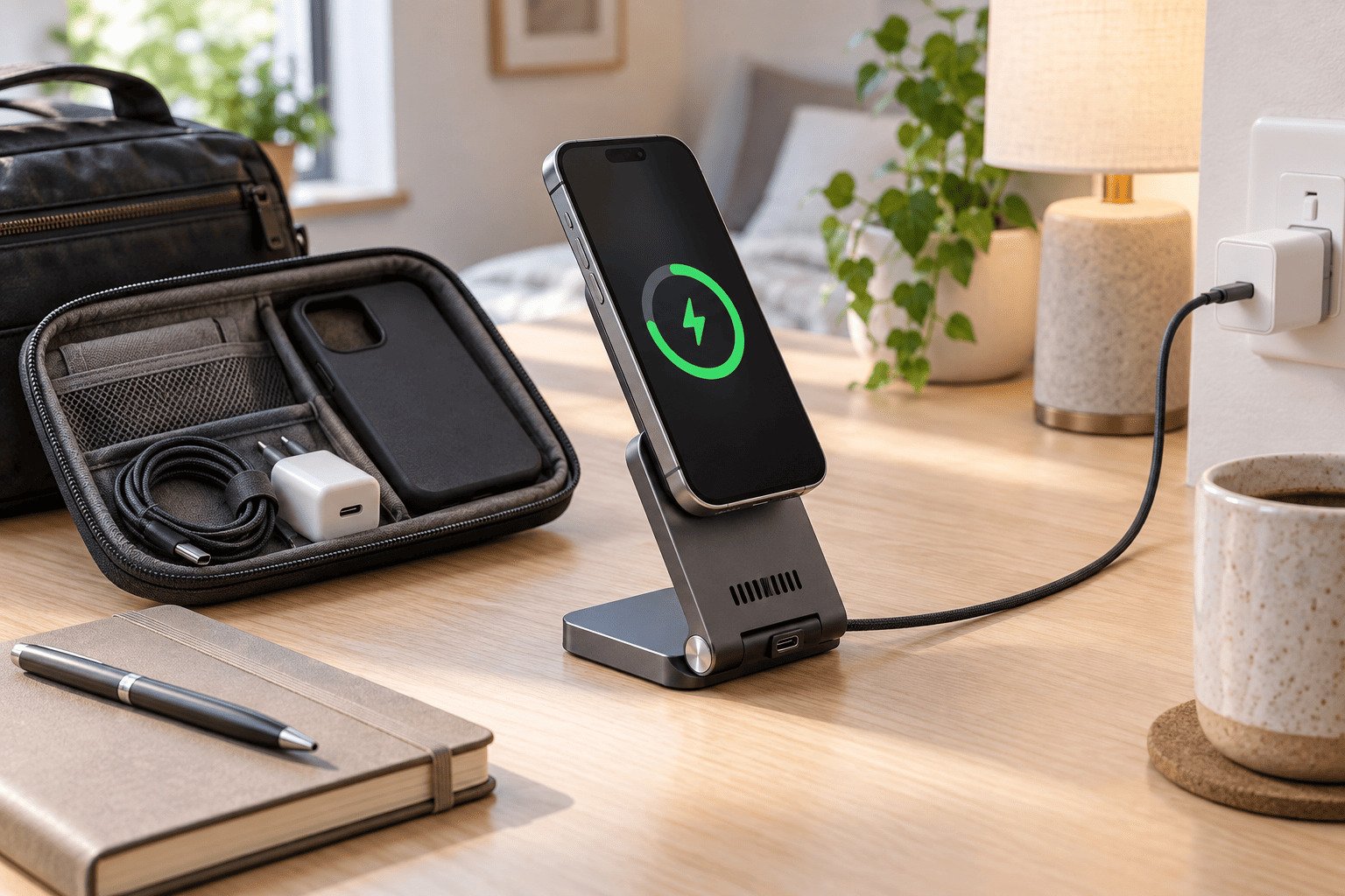 Qi2 25W charger for iPhone 18 Pro Max desk bedside and travel use