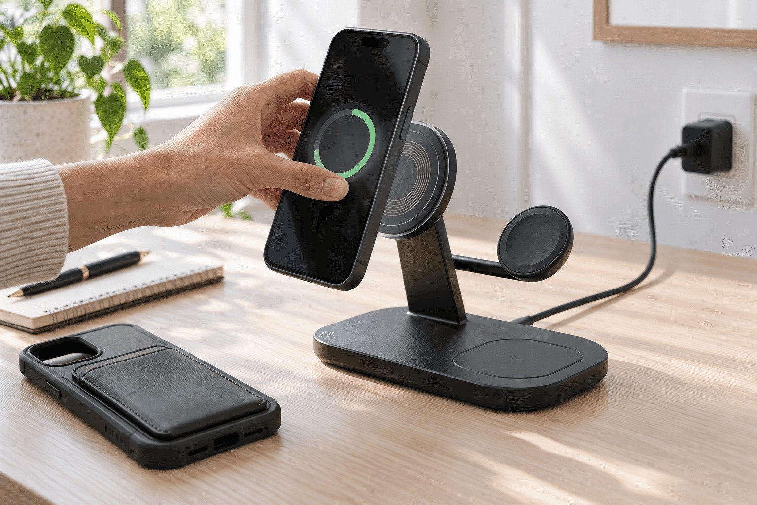 Qi2 25W 3-in-1 Wireless Charger magnetic alignment for iPhone